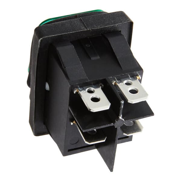 A black Carnival King power switch with two green lights.